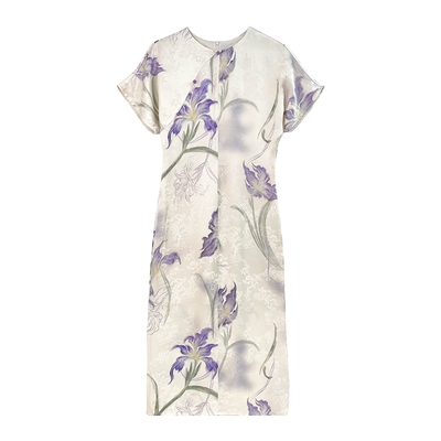 JKJS鸢尾花连衣裙长裙收腰