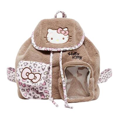 三福hellokitty包包三丽鸥联名裙边双肩包可爱毛绒痛包背包847528