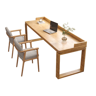实木双人书桌靠墙家用卧室写字桌学习桌现代简约办公电脑桌长条桌