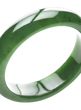 豪8印象·手镯之家T3-110和田碧玉手镯圈口54.5mm天然菠菜绿玉镯