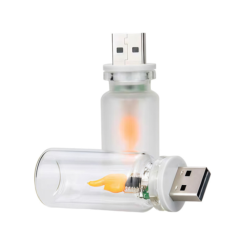LED仿真火焰USB氛围灯车载桌面