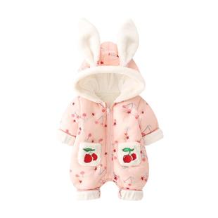 新生婴儿衣服秋冬季装女宝宝东北大花棉袄2到5六个月男加绒新年服