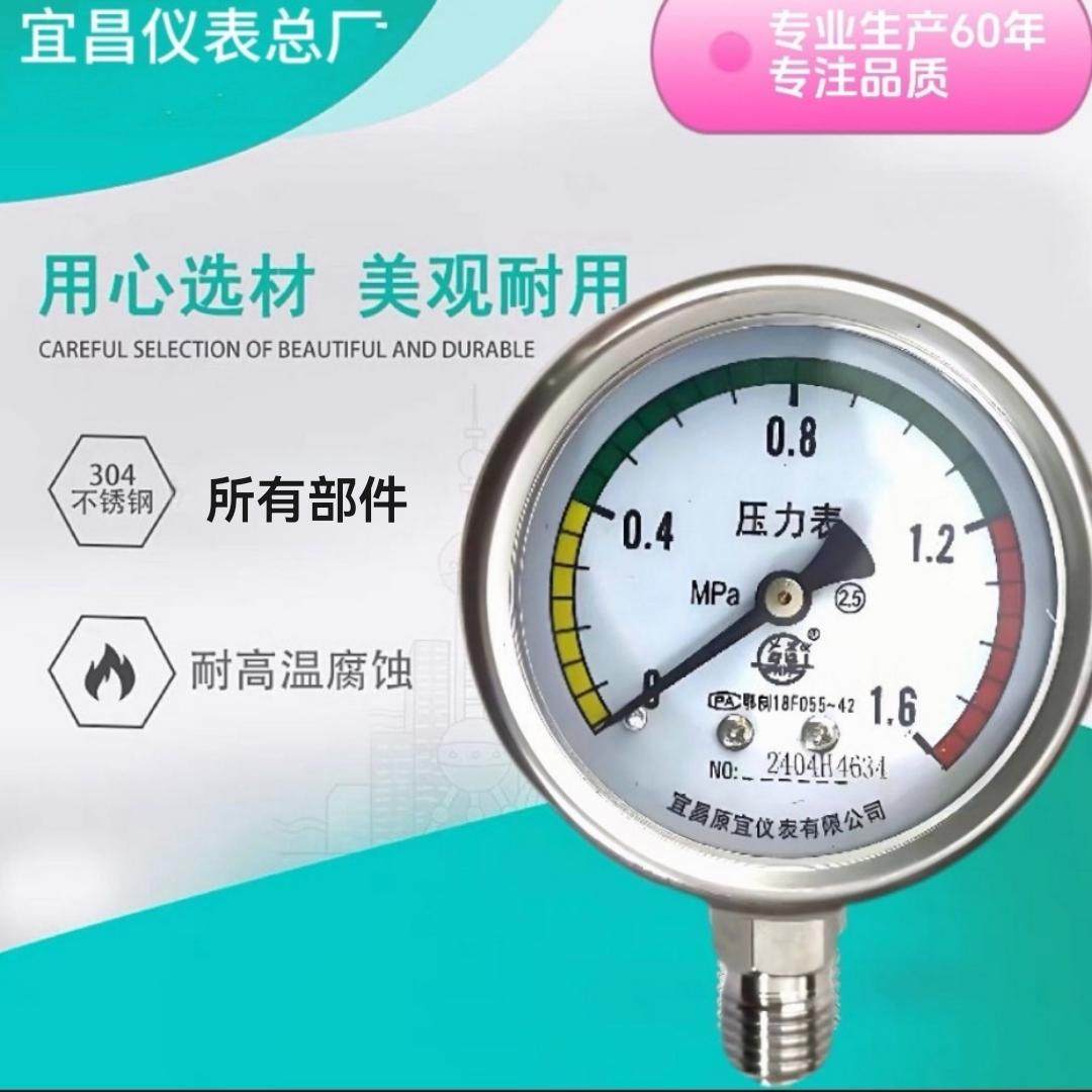全不锈钢压力表YN60BF耐震油压水压气压耐腐蚀耐高温水压油压气压