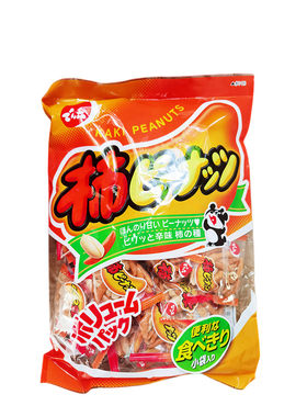 进口日本米果天六松脆可口花生柿