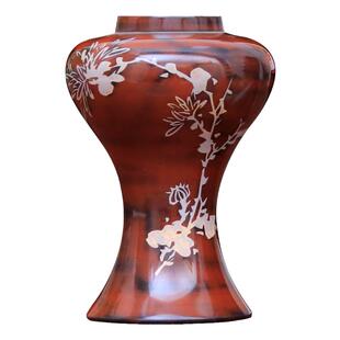 云南建水紫陶花瓶摆件装饰陈绍康老师作品/陈老亮光残贴梅瓶 T07