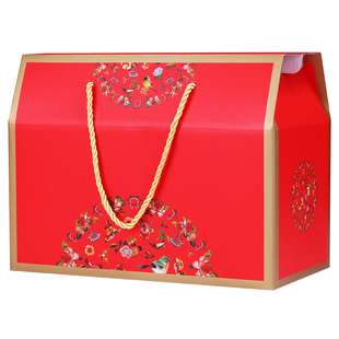 春节手提礼品盒子现货水果海鲜干货红枣家产品坚果年货包装盒空盒