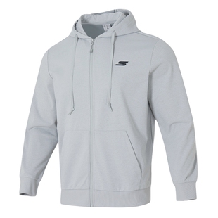 斯凯奇灰色外套女冬季2025新款初中生薄开衫女款大码连帽拉链卫衣