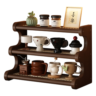 实木杯子置物架茶杯水杯咖啡杯架子咖啡角餐桌台面手办收纳展示架