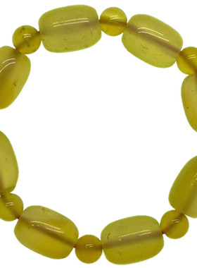 天然巴西黄玛瑙桶珠手链手串佛珠单圈男