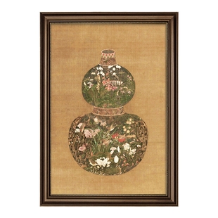 葫芦挂画中古风入户正对门玄关装饰画复古福禄美式餐厅壁画高级感