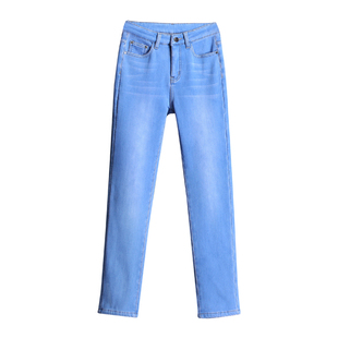 加绒加厚牛仔裤女高腰显瘦直筒裤2025年冬季新款女士带绒外穿长裤