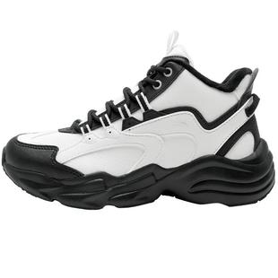 安踏棉鞋女鞋冬季新款高帮加绒保暖户外皮面防水黑白休闲运动鞋子