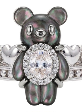 原创设计天然贝壳小熊开口戒