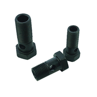单孔外六角空心螺丝发黑色柴油机回油管液压过油管铰接头螺栓两孔