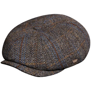 mrduck进口英国Harris Tweed羊毛八角报童帽贝雷帽大头围鸭舌帽子