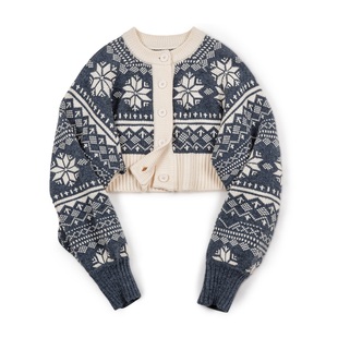 马登巴恩风加厚新年费尔岛毛衣外套短款针织开衫长袖上衣秋冬女