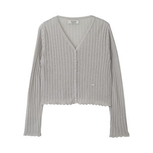 [张元英同款]ROLAROLA2025秋新款法式长袖针织开衫女防晒上衣