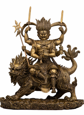 家用供奉值年太岁摆件黄铜彩绘