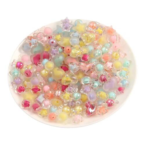 串珠手工diy材料儿童幼儿园手链项链配件珠子全套彩色亚克力散珠