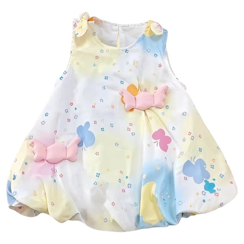 婴儿夏薄款衣服女宝宝周岁礼服连体裙夏季无袖公主裙女童连衣裙