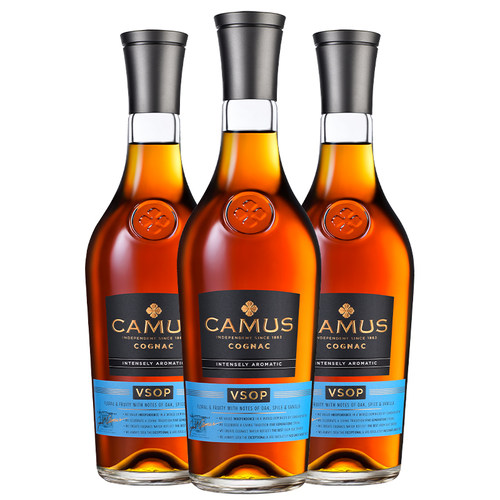 CAMUS卡慕VSOP 700ml*3瓶干邑白兰地礼盒装 法国进口洋酒组合套装