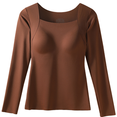 保暖内衣女带胸垫肌底打底上衣