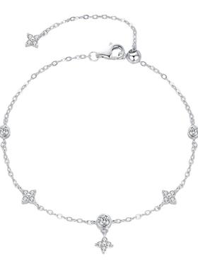 摩典925银四叶草手链送女友礼物