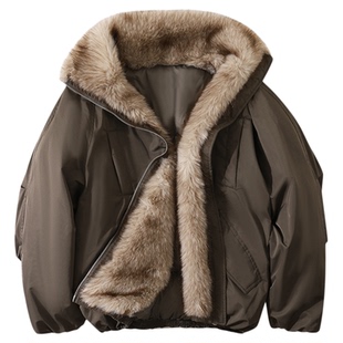 大于诗集 陨石冰川 巴恩风毛领羽绒服90白鸭绒宽松羽绒服女派克服