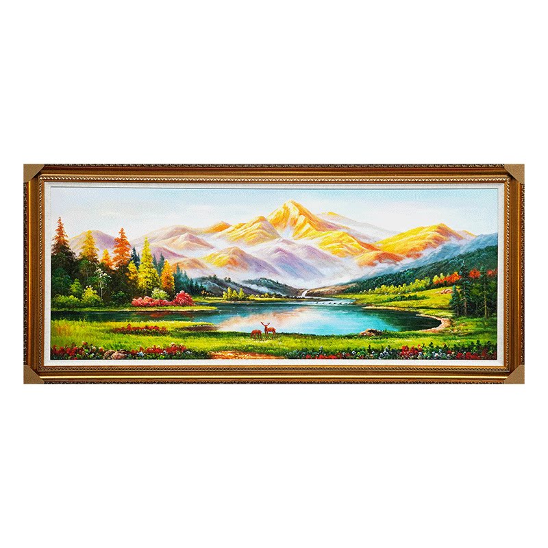 欧式山水油画手绘装饰画美式挂画