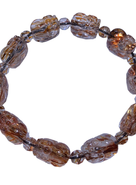 天然黑金超貔貅手串顺发超七雕刻