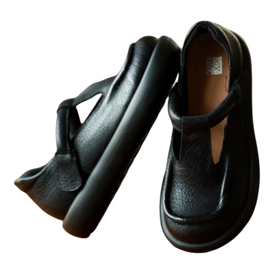 脱毒家头层牛皮浅口厚底鞋