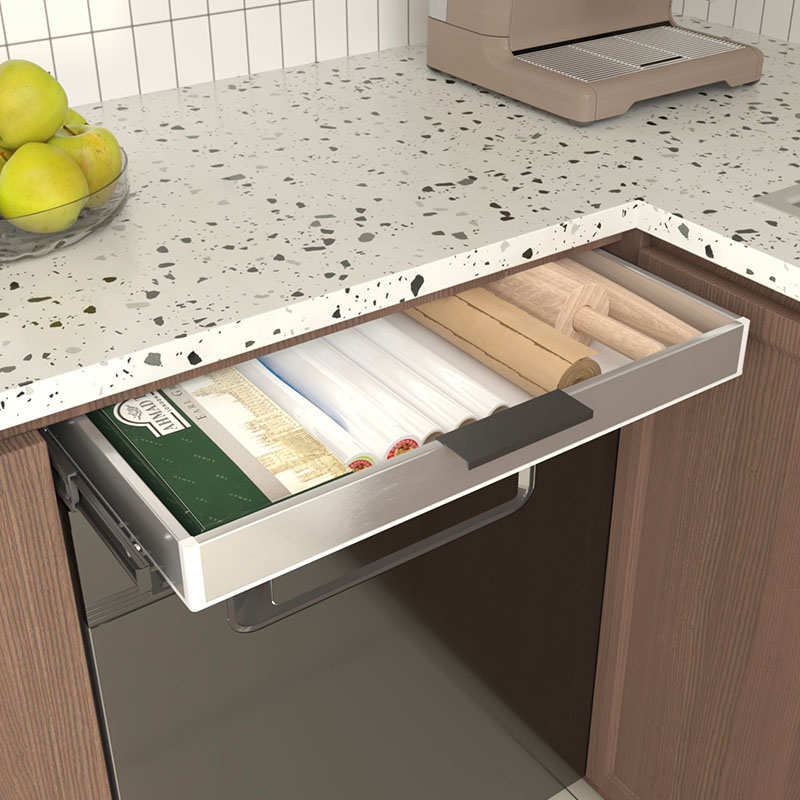 洗碗机柜改造薄抽屉带滑轨侧装轨道拉篮抽中抽环保洗衣机顶加托盘