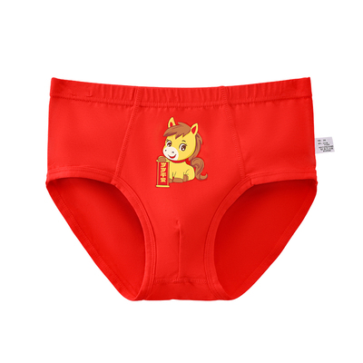 儿童本命年纯棉红色三角裤属马年