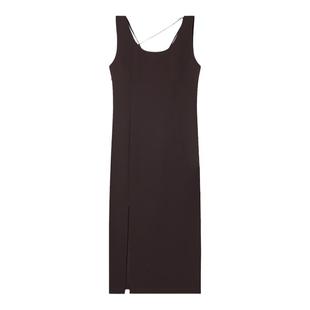 IDPAN女款风时尚修身显瘦侧开衩设计简约针织背心连衣裙女