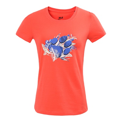 Jack wolfskin狼爪正品女子户外休闲修身休闲圆领短袖T恤5011891