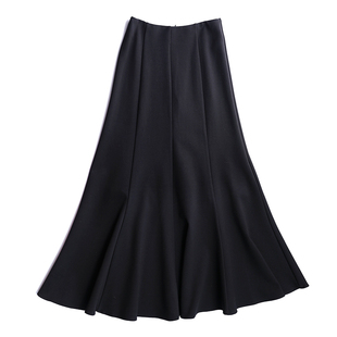 加绒加厚毛呢A字裙子高腰醋酸羊毛半身裙时尚气质法式灰色长裙子