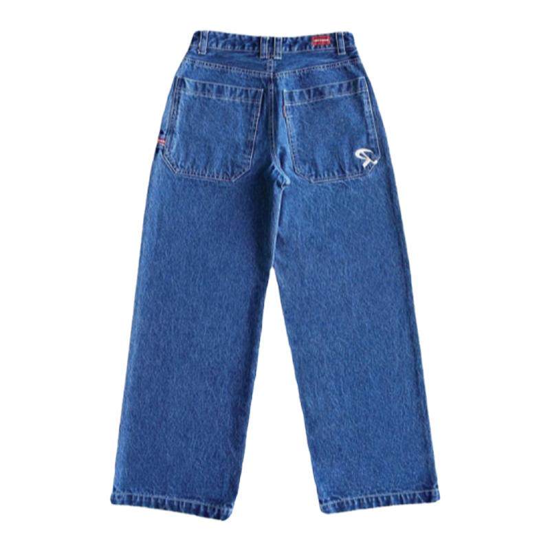 eihey诶嘿美式街头复古口袋刺绣辣妹百搭宽松长裤高街休闲牛仔裤