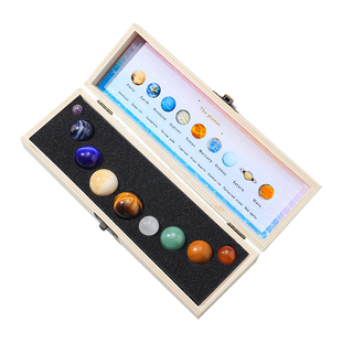 天然水晶矿石矿标太阳系九大行星模型宝石书桌原石摆件儿童科普