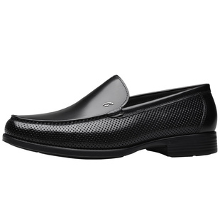 宾度夏季男士商务正装皮鞋男真皮镂空透气舒适爸爸鞋软底套脚男鞋