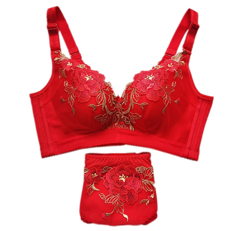 刺绣花瓣无钢圈收副乳美背内衣
