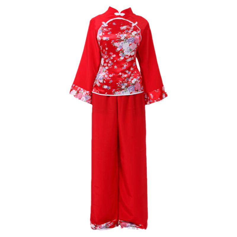 秧歌舞服装新款夏季扇子舞腰鼓舞民族舞蹈中老年广场舞表演服女装