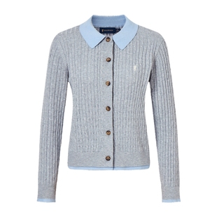 POLOWALK女装2025秋冬新款女士长袖针织衫绞花毛衣针织开衫外套女