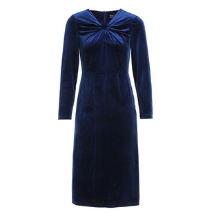 2026年新款高端金丝绒连衣裙女春季法式复古设计感扭结款V领裙子