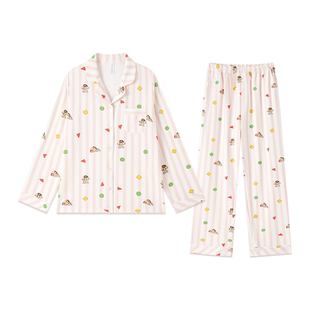 蜡笔小新纯棉睡衣2026新款正流行女春秋长袖情侣夏季家居服男秋冬