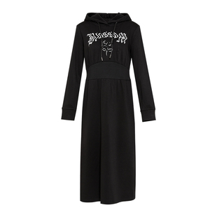 傲丝度连帽长袖卫衣裙子女2025冬装新款收腰显瘦百搭中长款连衣裙