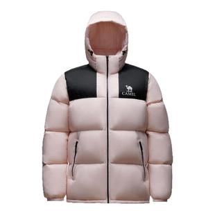 骆驼女装短款羽绒服冬季男女同款保暖加厚防风连帽面包服羽绒外套