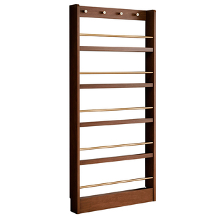 实木书架超薄门后置物架落地儿童绘本架一体靠墙窄书架夹缝收纳架