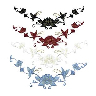 蝴蝶花大号刺绣布贴旗袍装饰辅料背胶补丁贴裙摆修饰贴花贴标热销