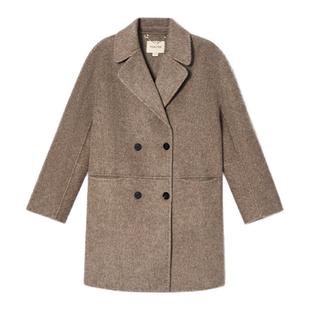 诗篇专选复古翻驳领双排扣宽松双面呢大衣毛呢外套2025冬款