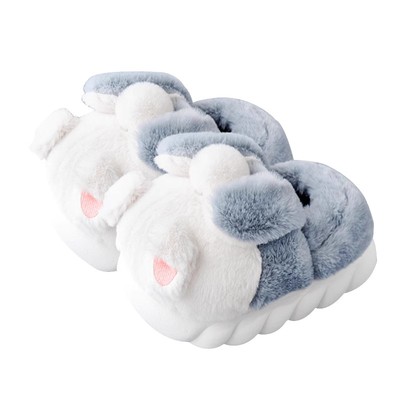 冬季新款棉拖鞋兔子可爱女包跟
